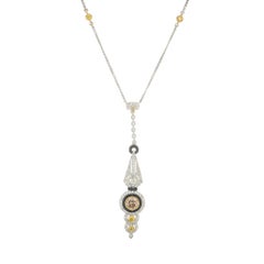 GIA Certified Diamond Onyx White Gold Pendant Necklace