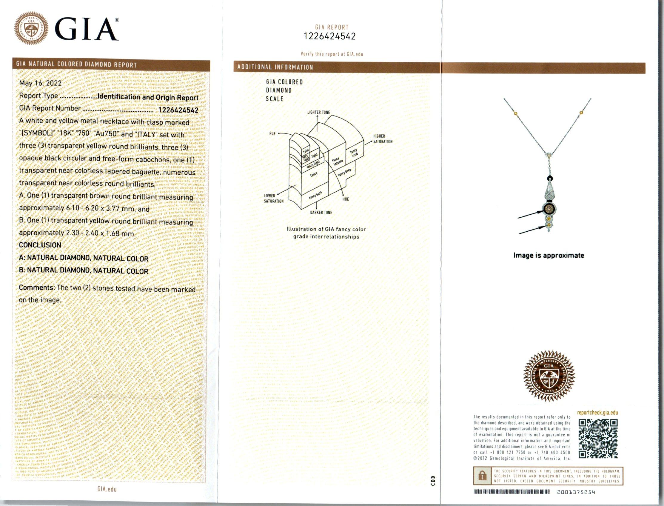 GIA-zertifizierte Diamant-Onyx-Weißgold-Halskette mit Anhänger im Zustand „Gut“ im Angebot in Stamford, CT