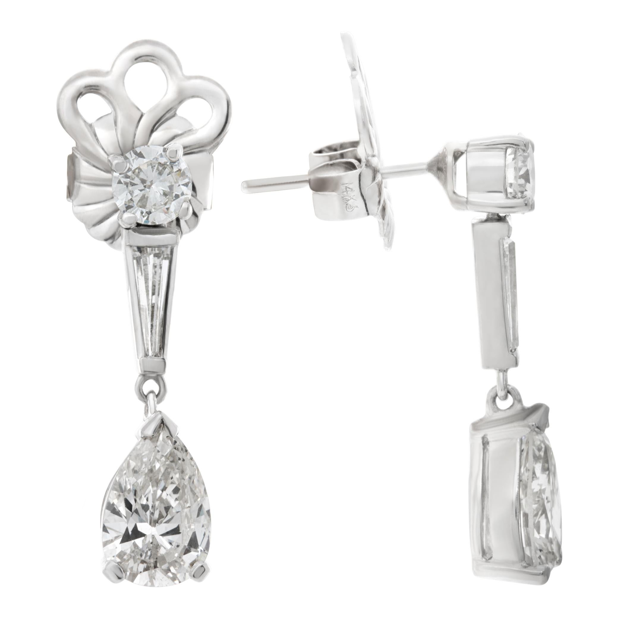 Women's GIA Certified Diamond Platinum And 14k White Gold Earrings For Sale