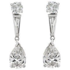 Boucles d'oreilles en platine et or blanc 14 carats avec diamants certifiés GIA