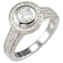 GIA Certified Diamond Ring 0.57 Carat Set in 14 Karat White Gold F VS2