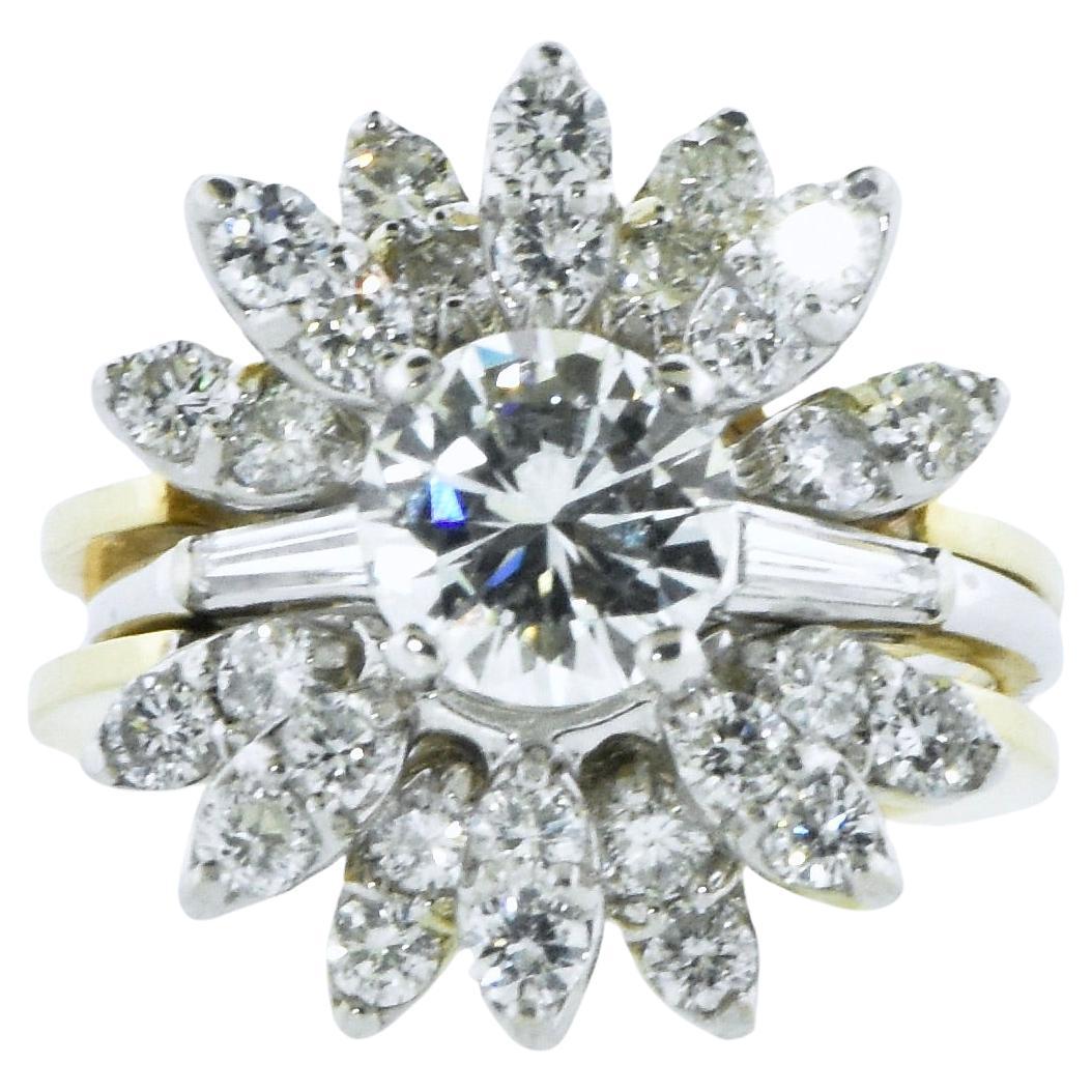 GIA-zertifizierter Diamantring 1,35 Karat. H, SI2 mit abnehmbaren Diamantbändern. TW 2.85 im Zustand „Hervorragend“ in Aspen, CO