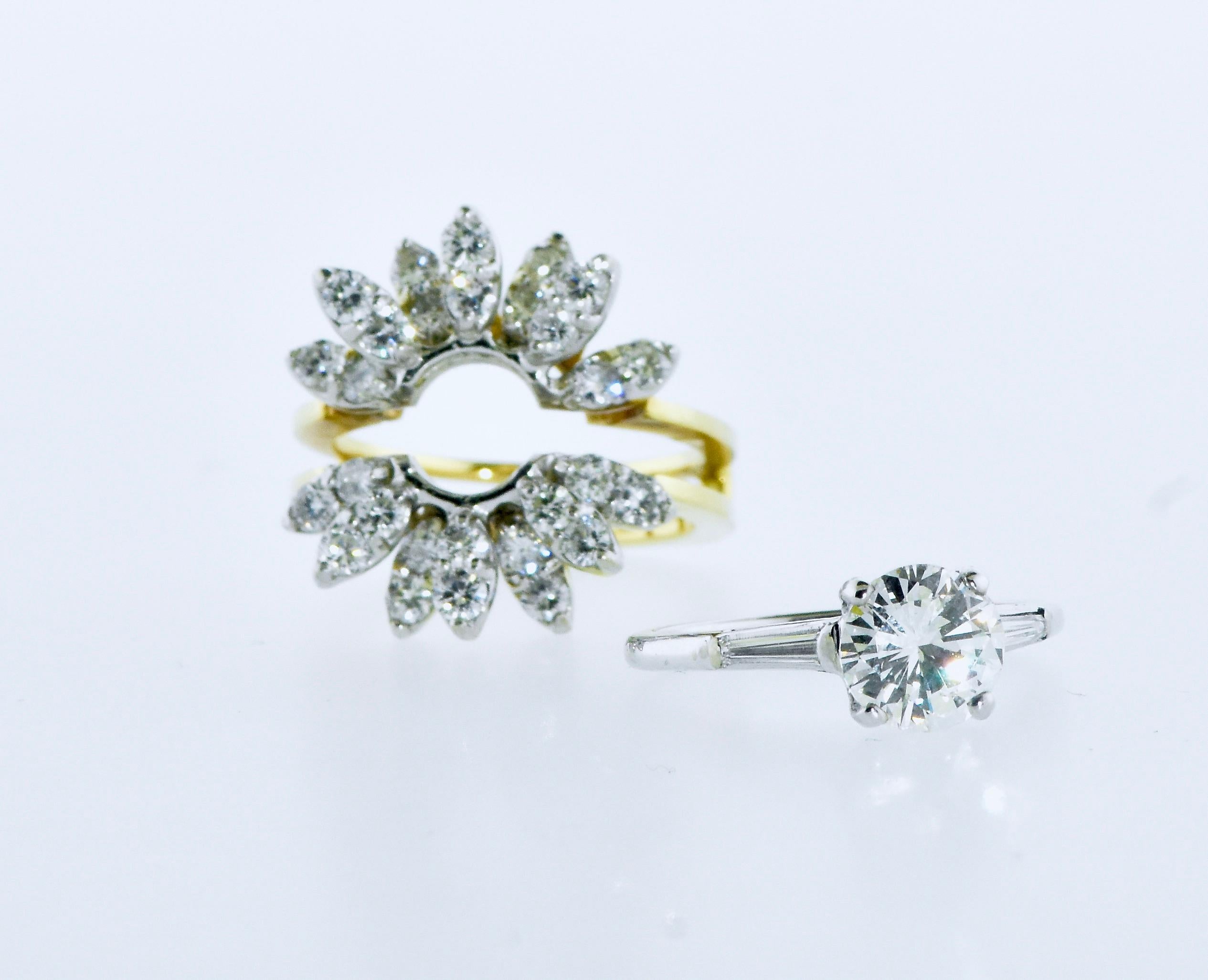 GIA-zertifizierter Diamantring 1,35 Karat. H, SI2 mit abnehmbaren Diamantbändern. TW 2.85 für Damen oder Herren