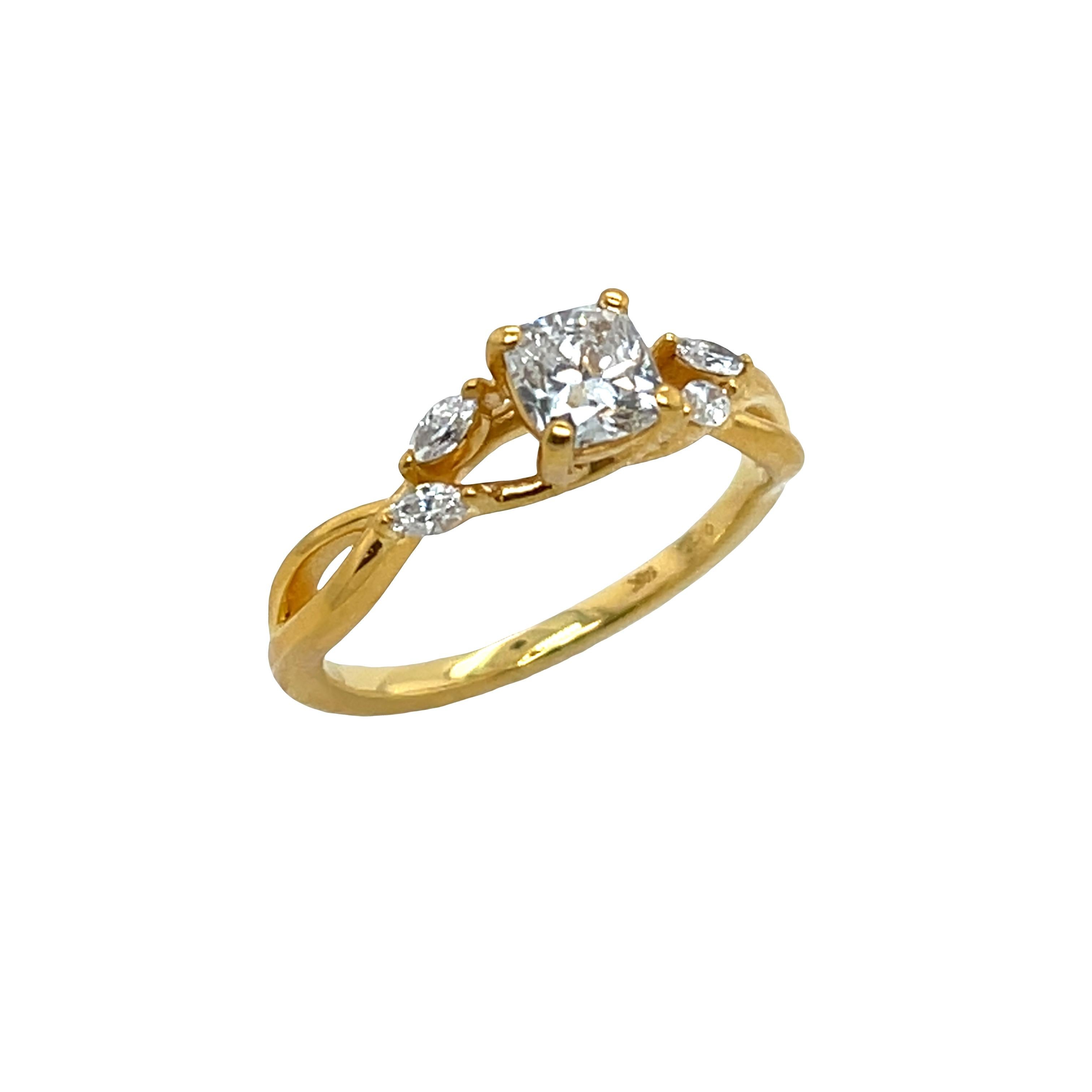 Anillo de diamantes con certificado GIA y diamantes de 0,72 ct en oro amarillo de 14 ct Corte redondo en venta