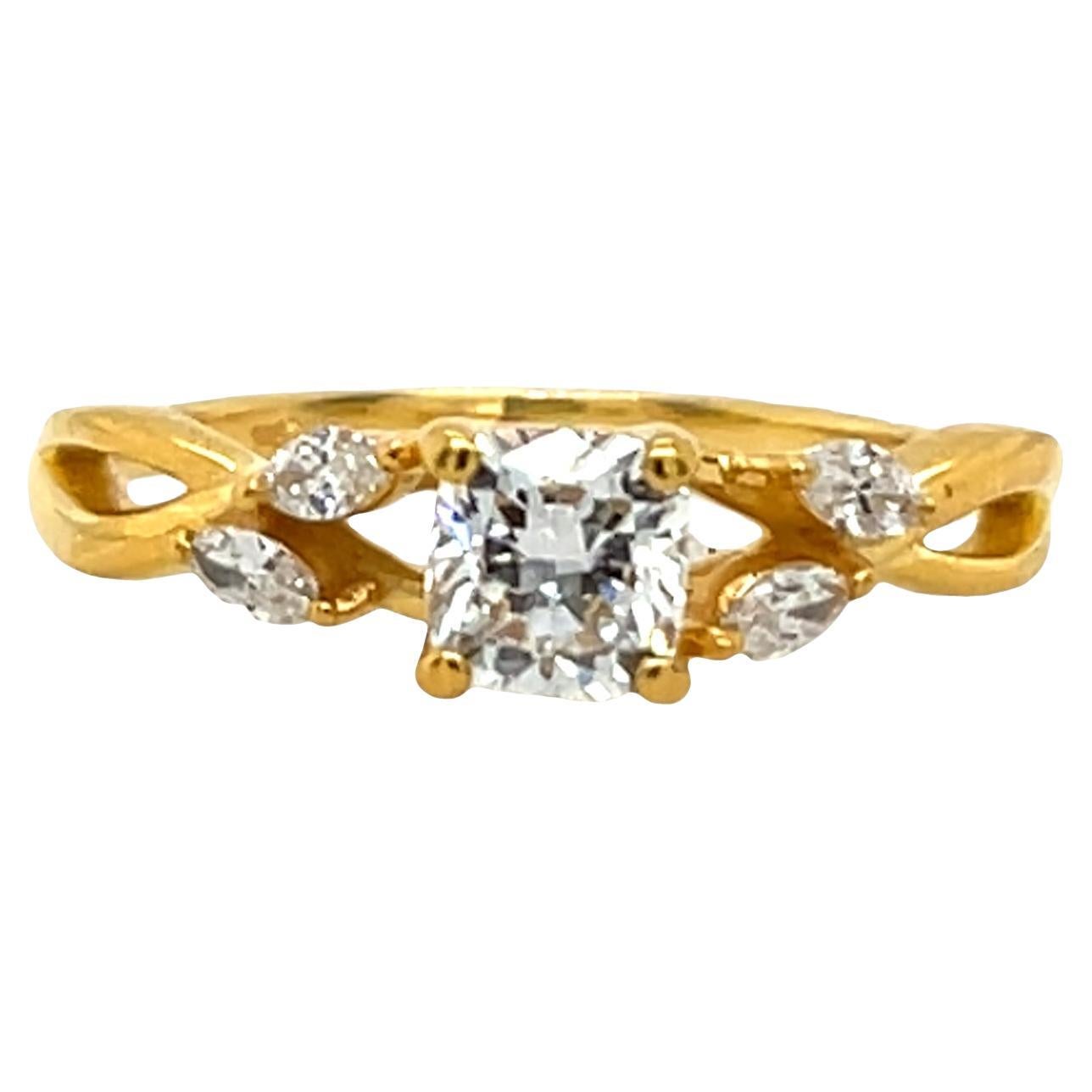Anillo de diamantes con certificado GIA y diamantes de 0,72 ct en oro amarillo de 14 ct