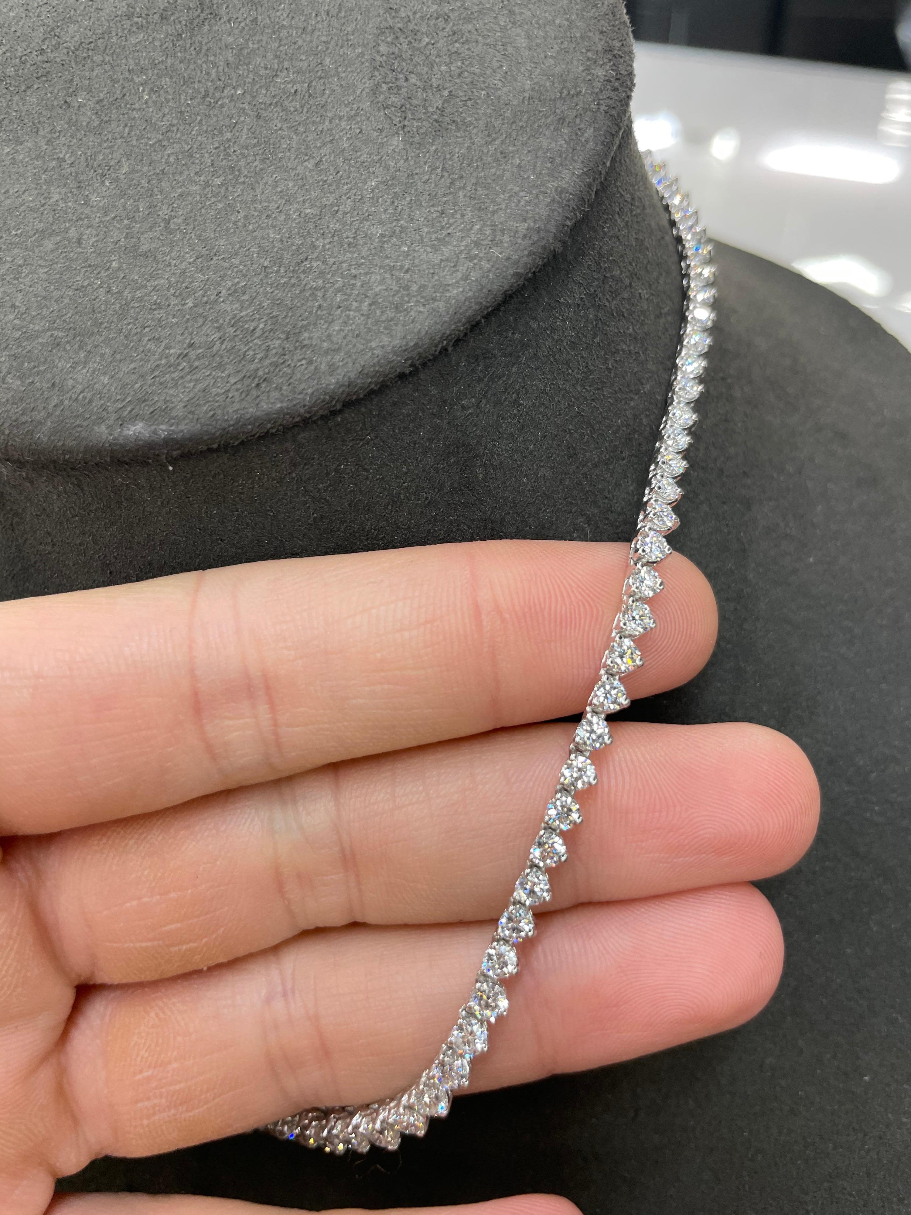  Diamant abgestufte Riviere-Halskette, Diamant 8,26 Karat G SI 14 Karat Weißgold im Zustand „Neu“ im Angebot in New York, NY