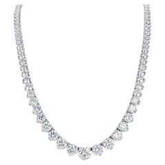 GIA Certified Diamond Riviere Necklace 11.09 Carats F-G SI1-2 14k White Gold