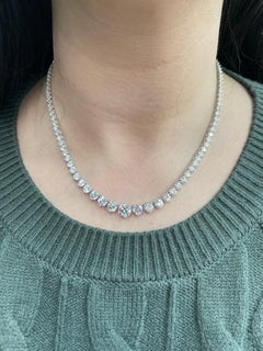 GIA Certified Diamond Riviere Necklace 17 Carats G-H SI1-2 18 Karat White Gold
