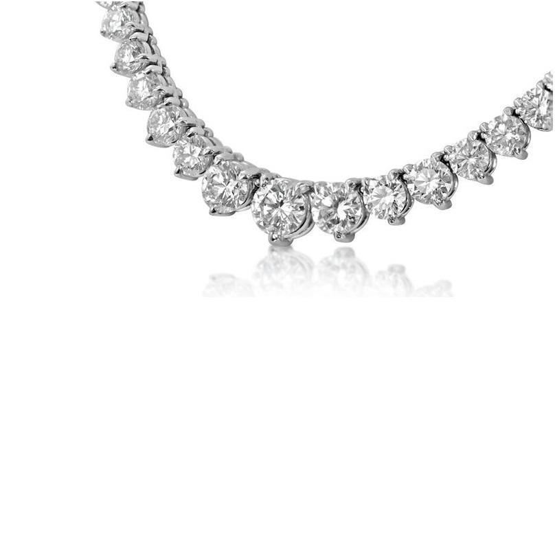 GIA Certified Diamond Riviere Necklace 17 Carats G-H SI1-2 18 Karat White Gold For Sale 1