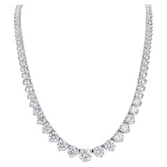 GIA Certified Diamond Riviere Necklace 9.05 Carats G-H SI1-2 18k White Gold