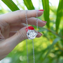 GIA Certified Diamond Rose Necklace with Chain in 18K Gold