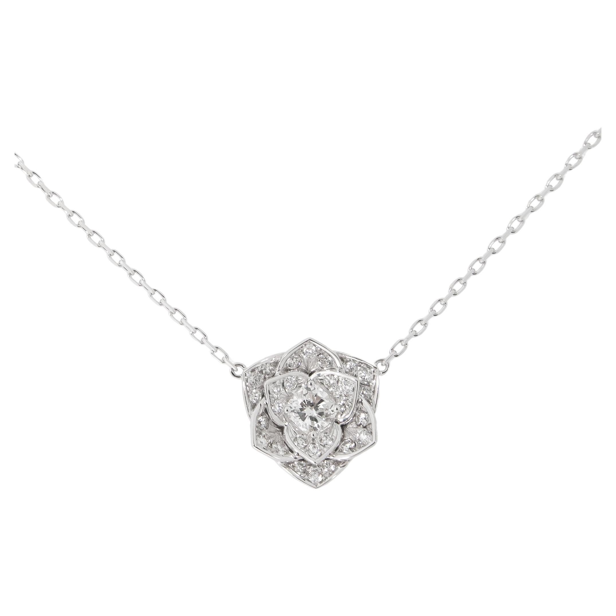 Collier rose avec chaîne en or 18 carats et diamants certifiés GIA 