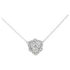 GIA Certified Diamond Rose Necklace with Chain in 18K Gold