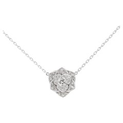 GIA Certified Diamond Rose Necklace with Chain in 18K Gold 