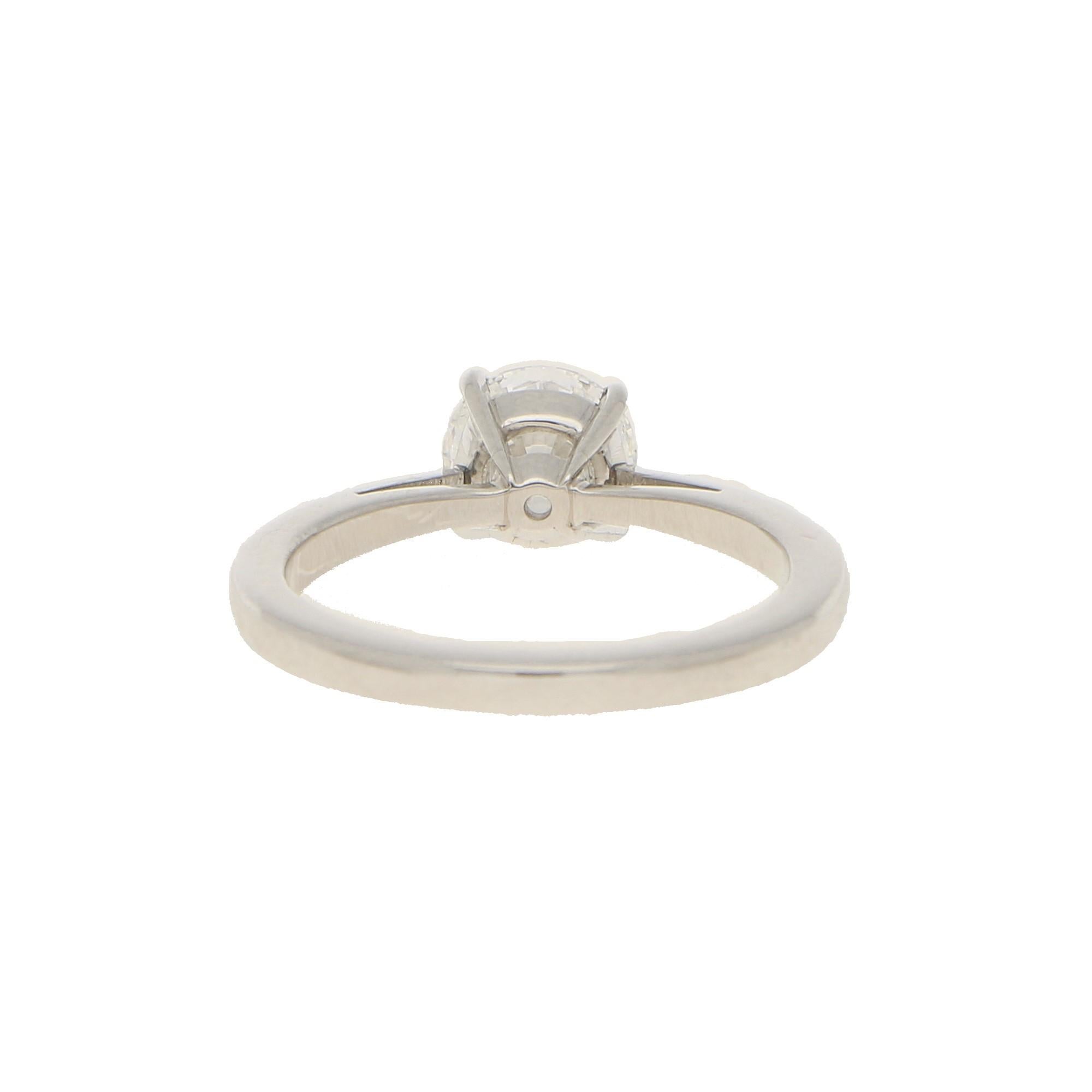 Contemporary Certified Diamond Solitaire Engagement Ring Set in Platinum 