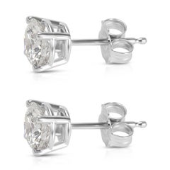 GIA Certified Diamond Stud Earring in 14 Karat White Gold G - I1 2.06 Carat