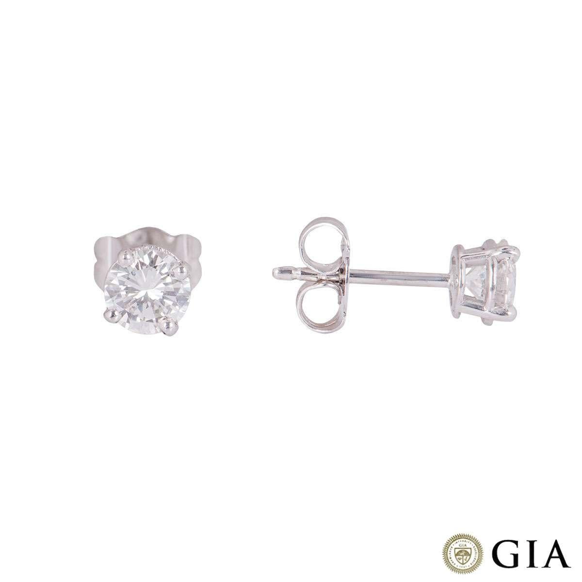 Women's GIA Certified Diamond Stud Earrings 1.01 Carat Total