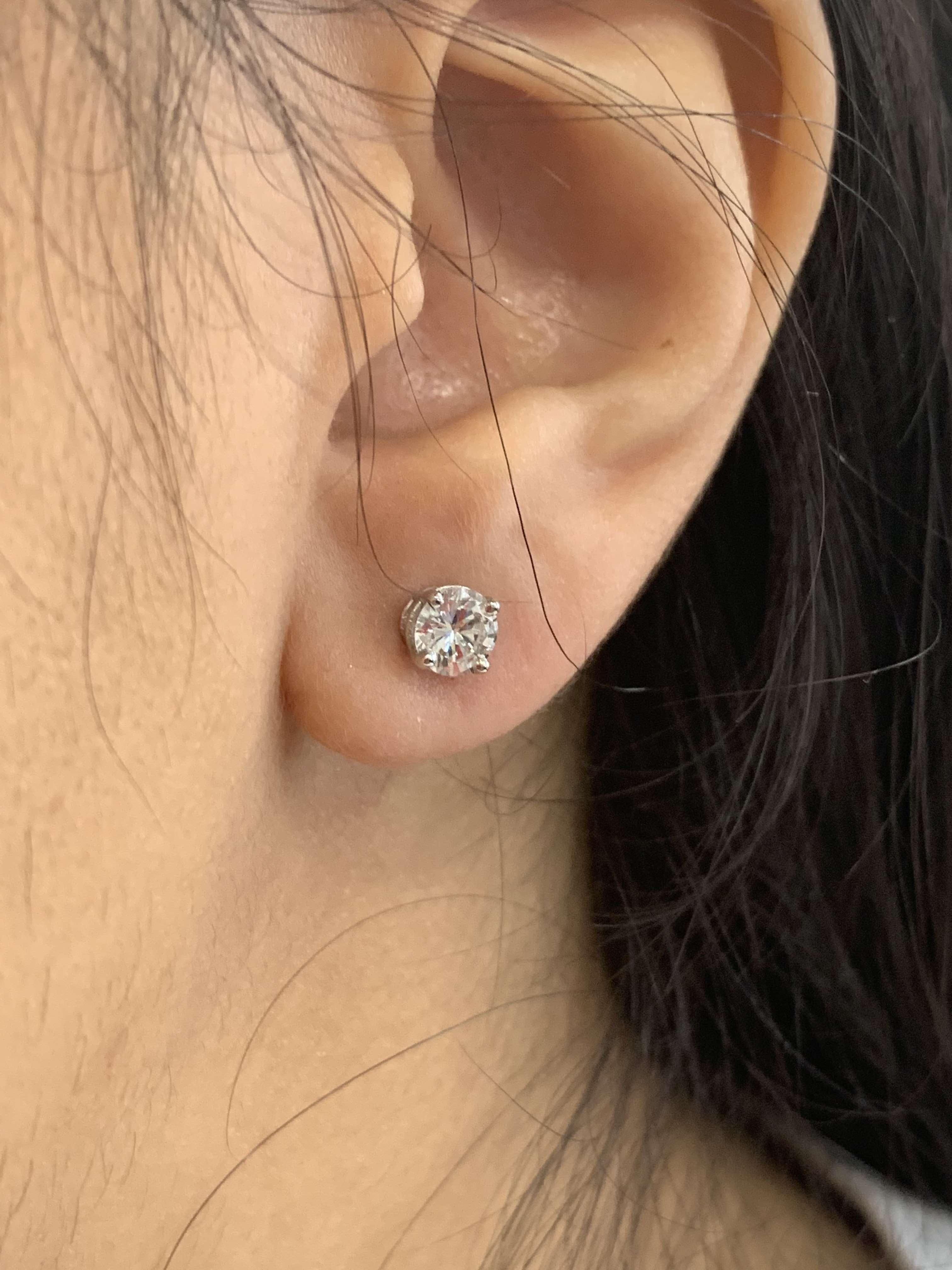 GIA Certified Diamond Stud Earrings 1.01 Carat Total 1