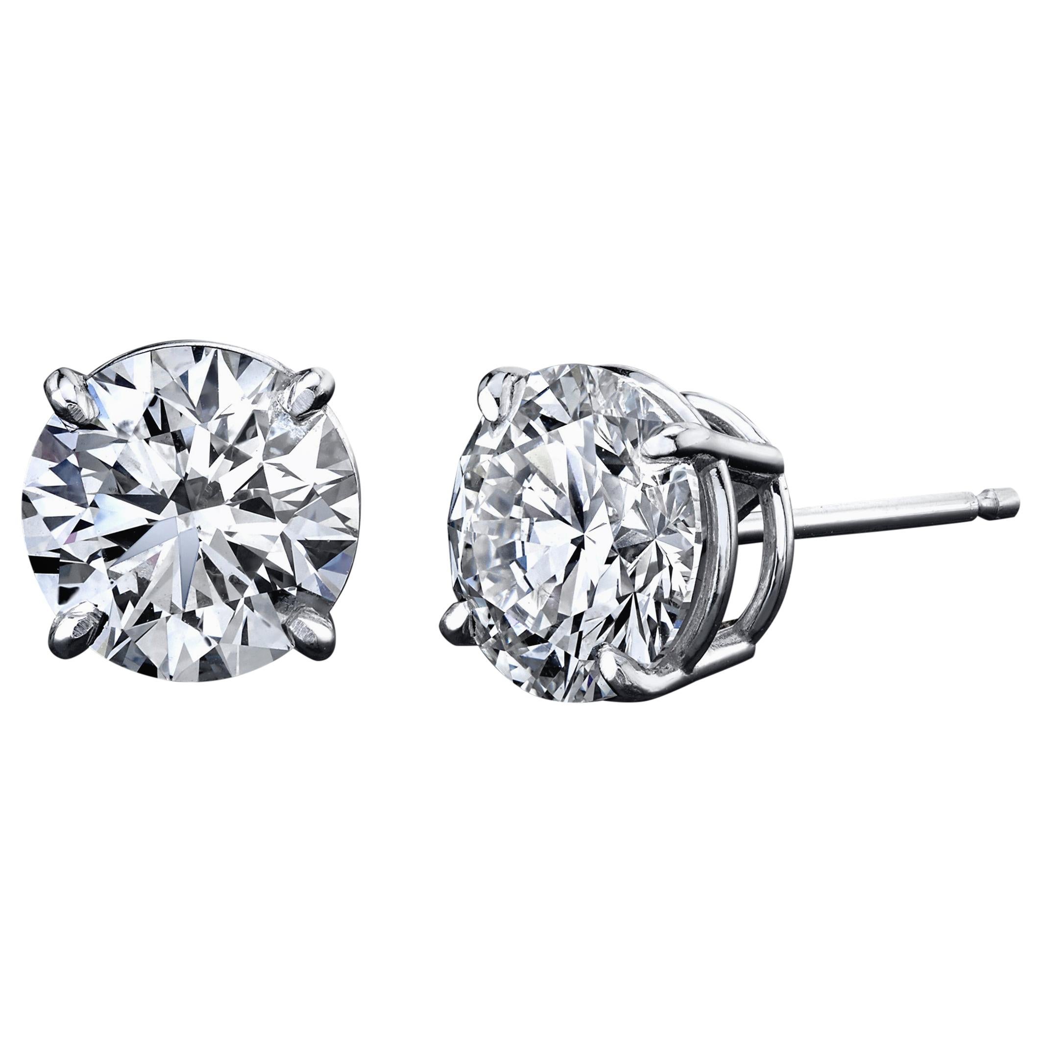 GIA Certified Diamond Stud Earrings 1.40 Carat 18 Karat White Gold 4-Prong im Angebot