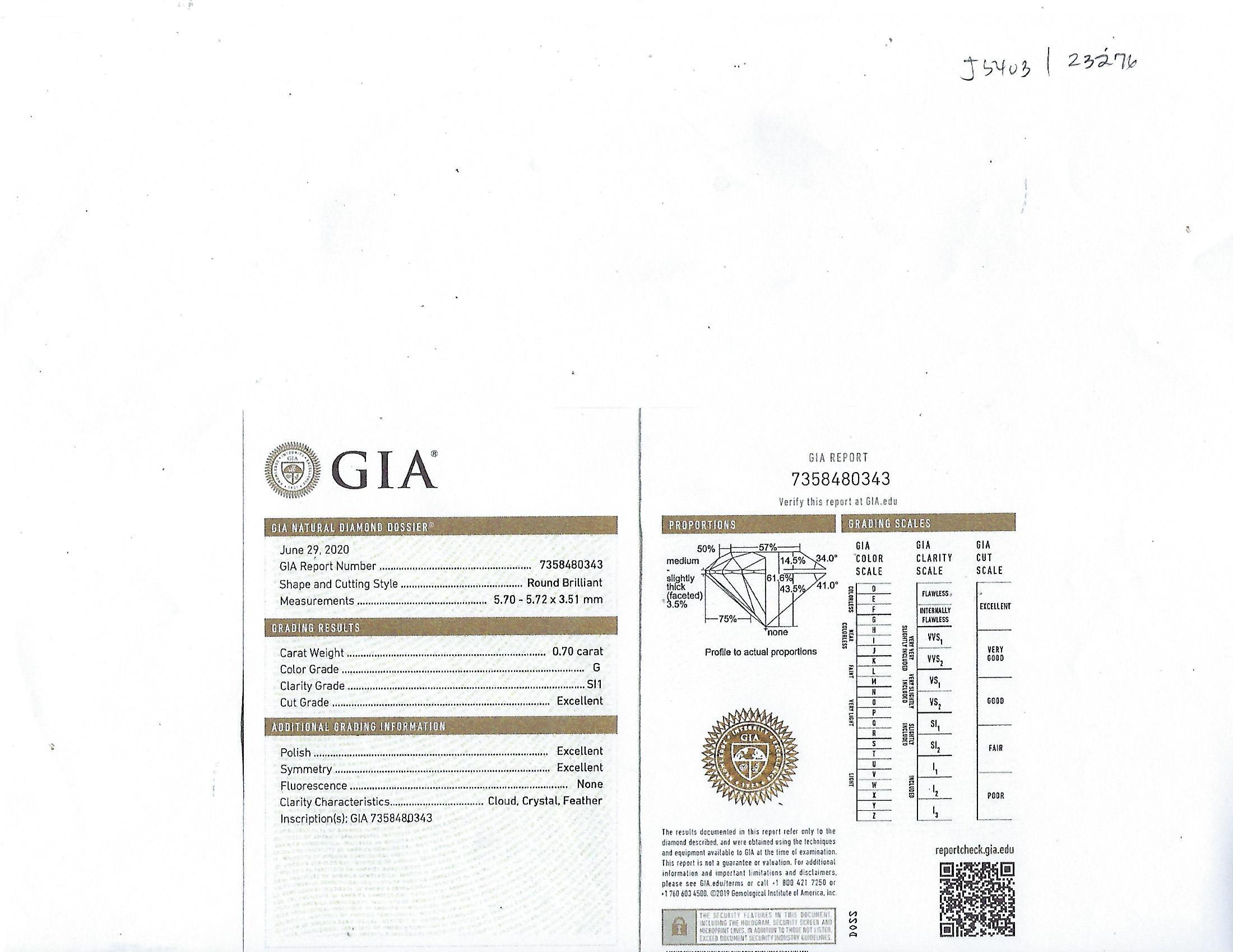 Women's GIA Certified Diamond Stud Earrings 1.40 Carat 18 Karat White Gold 4-Prong For Sale
