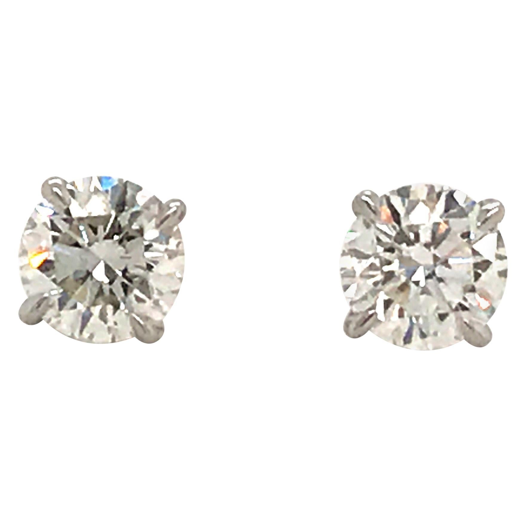 Diamond Stud Earrings, 2.04 Carats, GIA Certified, IJ SI2I1 For Sale