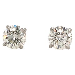 GIA Certified Diamond Stud Earrings 1.40 Carat E SI1-SI2