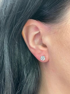 GIA CERTIFIED Diamond Stud Earrings 1.81 Carats J-K SI1-SI2 18 Karat White Gold