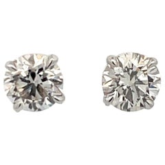 GIA CERTIFIED Diamond Stud Earrings 1.81 Carats J-K SI1-SI2 18 Karat White Gold