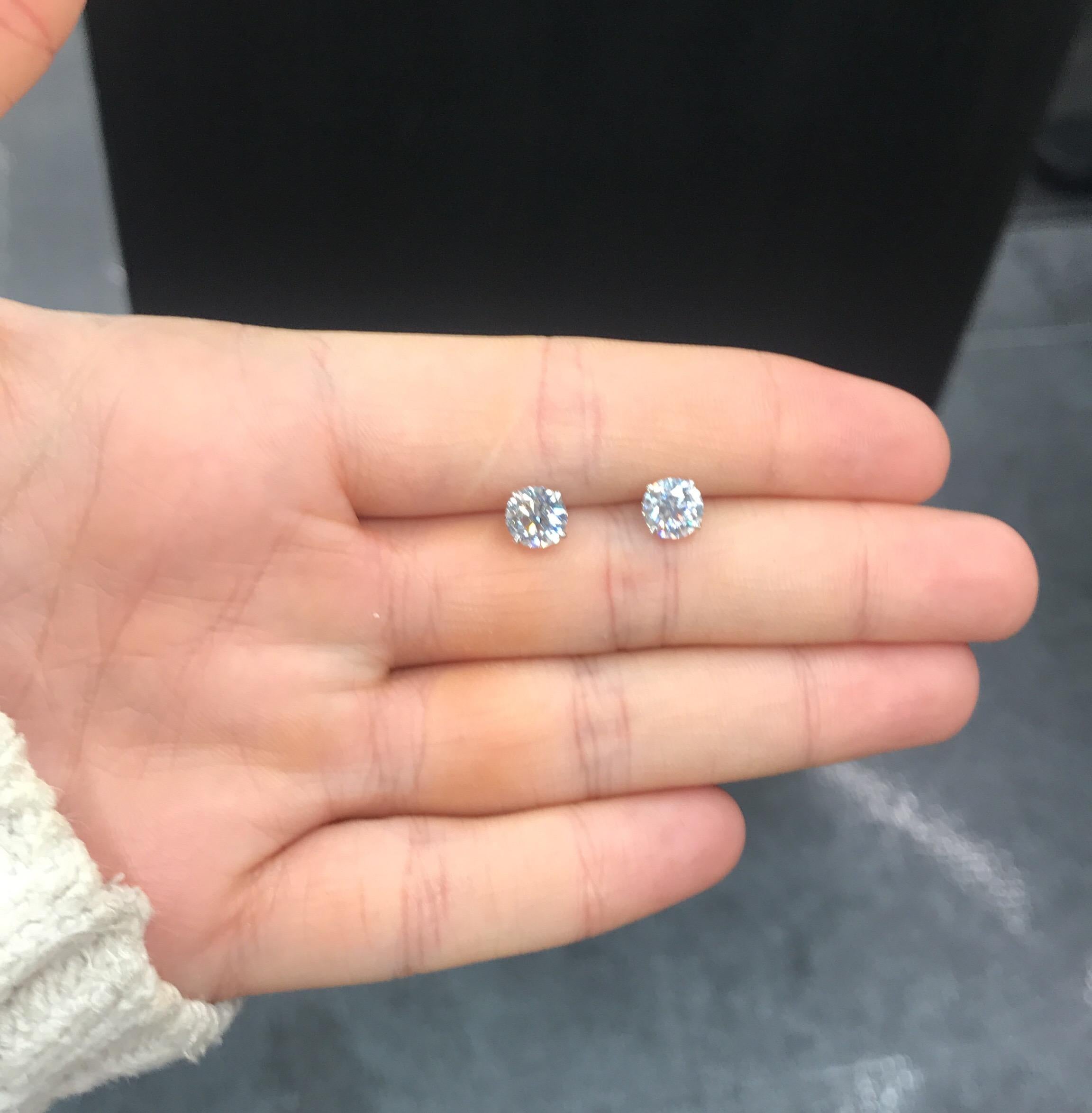 GIA Certified Diamond Stud Earrings 2.01 Carat F SI2 18 Karat White Gold In New Condition In New York, NY