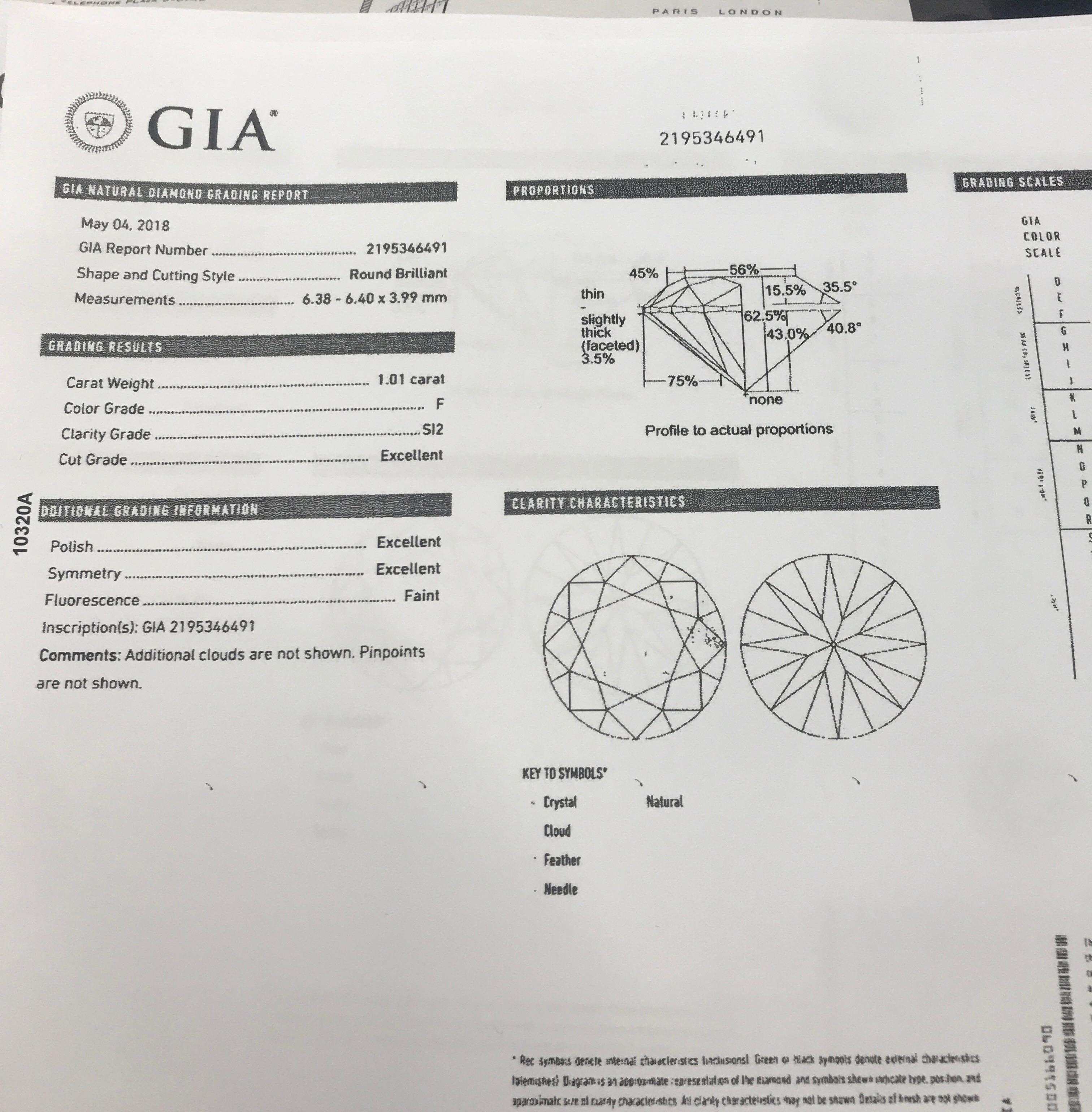 GIA Certified Diamond Stud Earrings 2.01 Carat F SI2 18 Karat White Gold 2