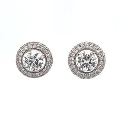 GIA Certified Diamond Stud Earrings 2.01 Carats J SI1 18 Karat White Gold