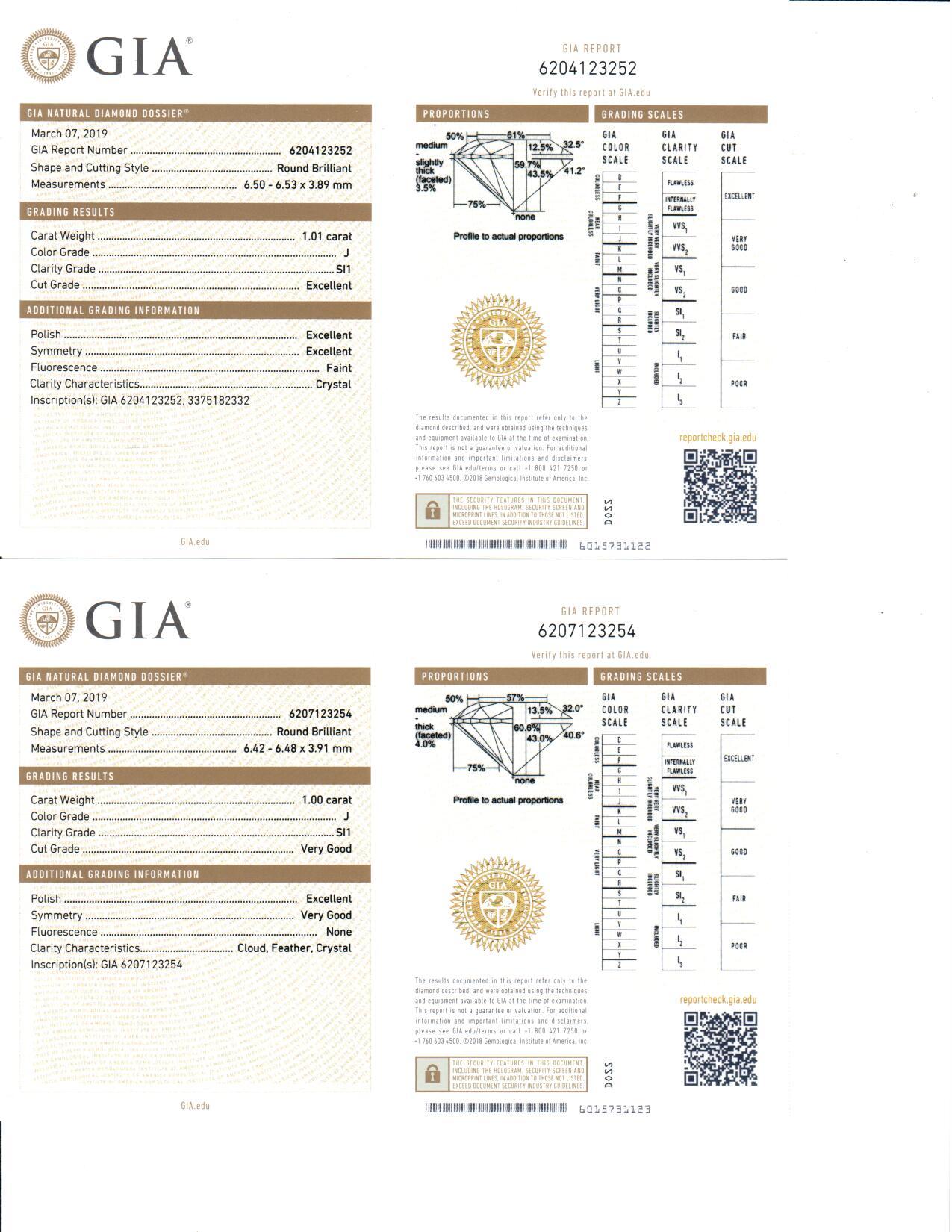 GIA-zertifizierte Diamant-Ohrstecker 2,01 Karat J SI1 18 Karat Weißgold (Zeitgenössisch) im Angebot