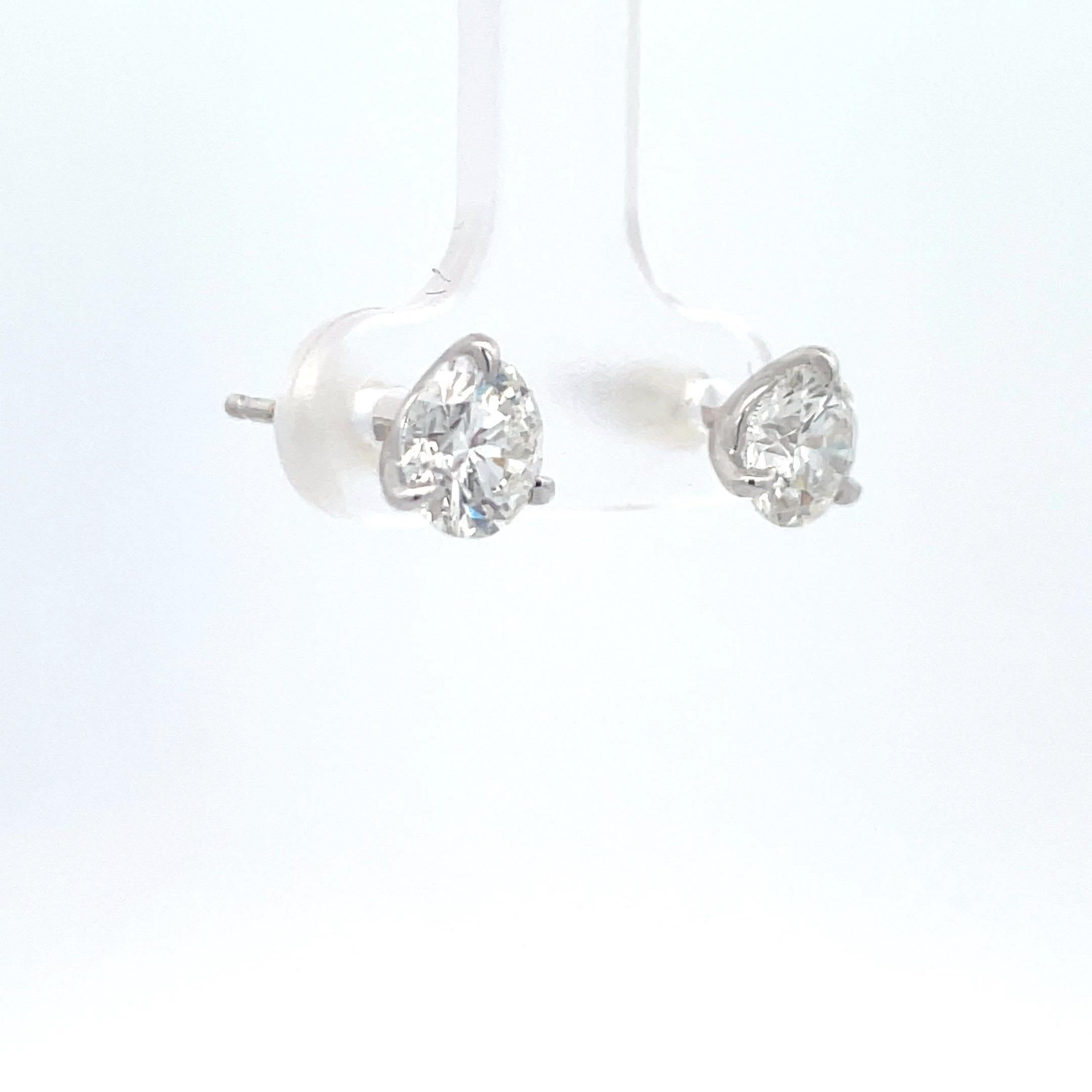 Women's or Men's GIA CERTIFIED Diamond Stud Earrings 2.02 Carats G-H SI2 18 Karat White Gold  For Sale