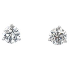 GIA CERTIFIED Diamond Stud Earrings 2.02 Carats G-H SI2 18 Karat White Gold 