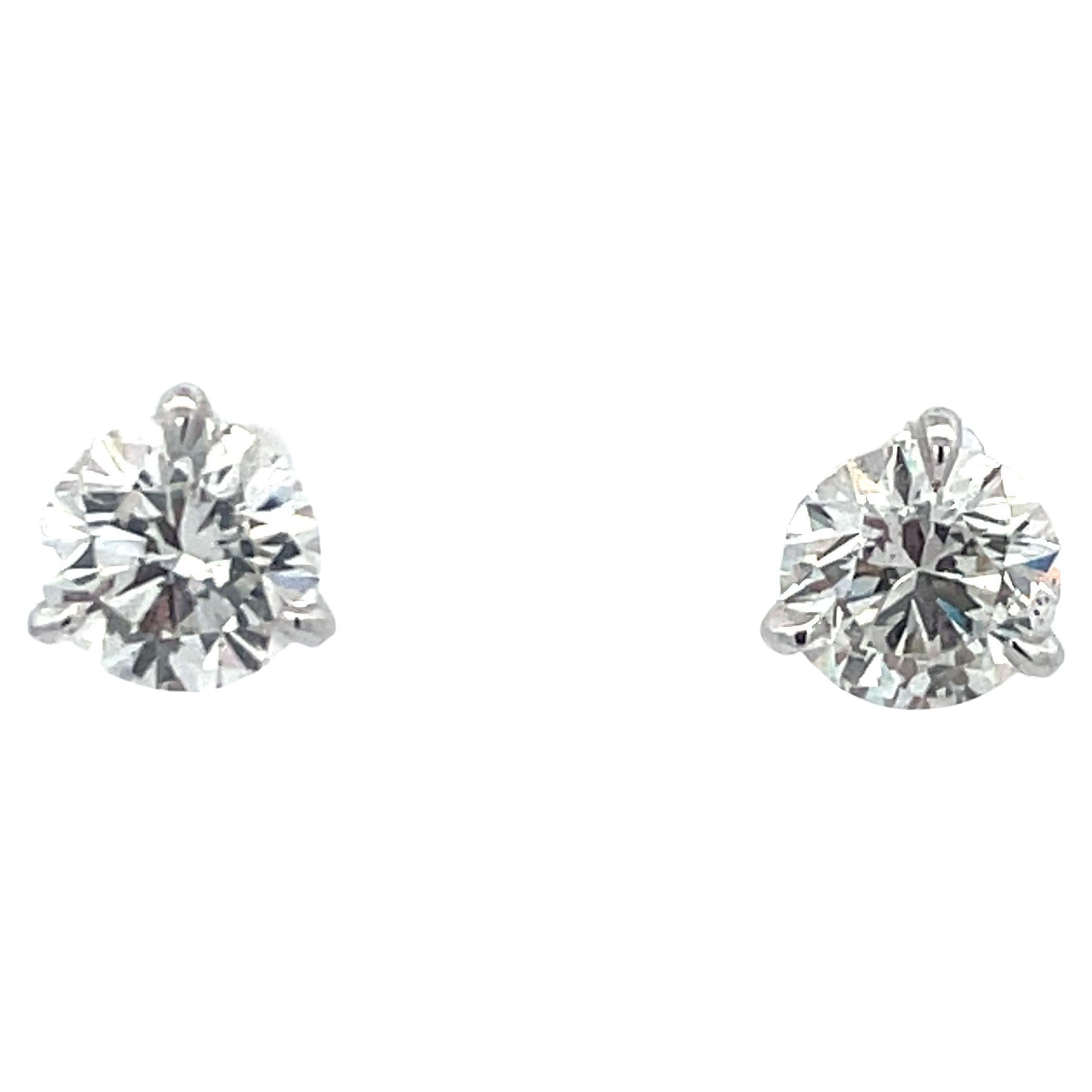 GIA-zertifizierte Diamant-Ohrstecker 2,02 Karat G-H SI2 18 Karat Weißgold