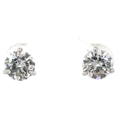 GIA Certified Diamond Stud Earrings 2.10 Carats G-H SI1-2 18 Karat White Gold