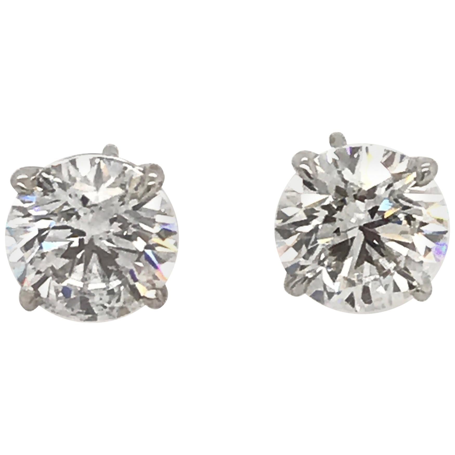 GIA Certified Diamond Stud Earrings 2.79 Carat G I1 18 Karat White Gold