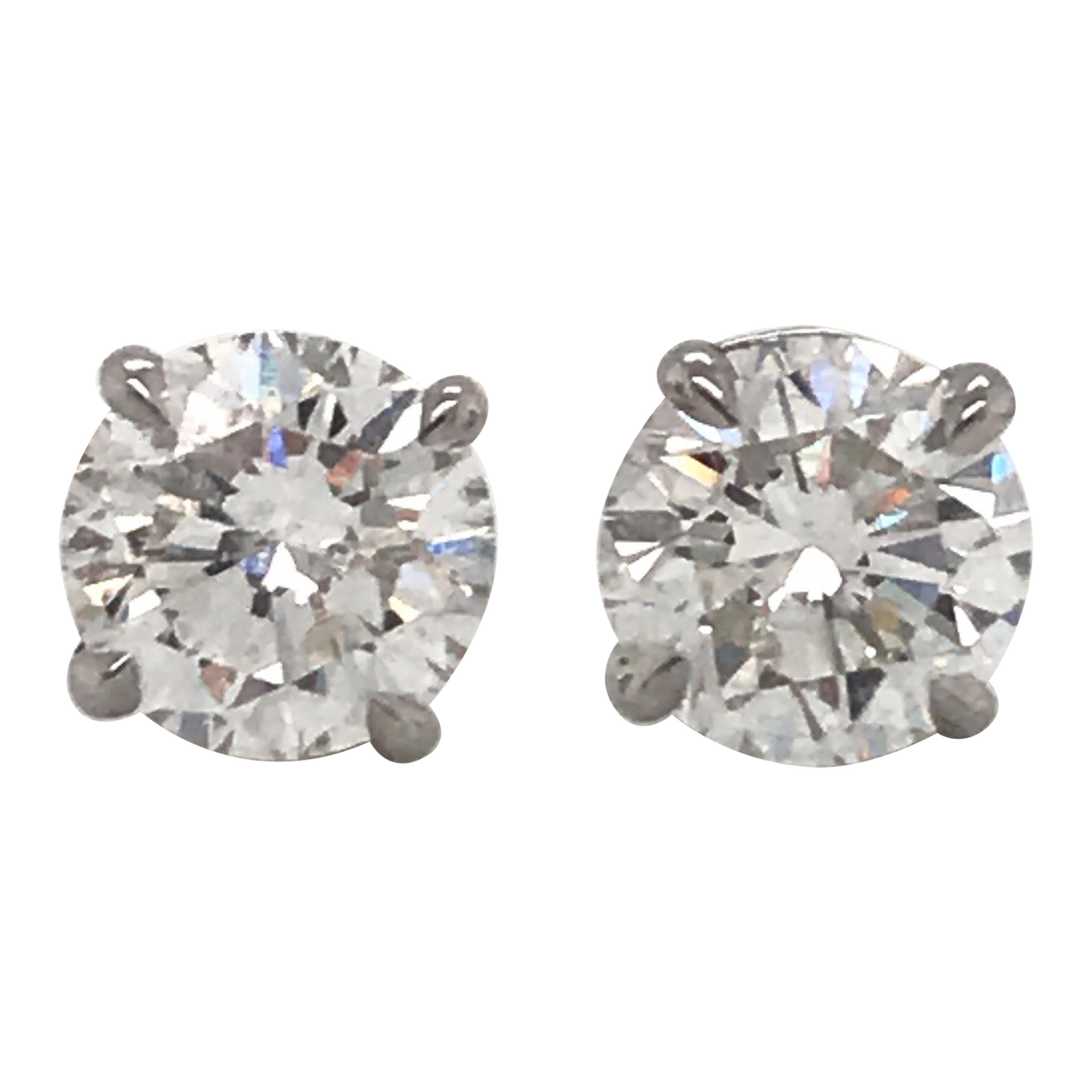 GIA Certified Diamond Stud Earrings 2.79 Carat G I1 18 Karat White Gold