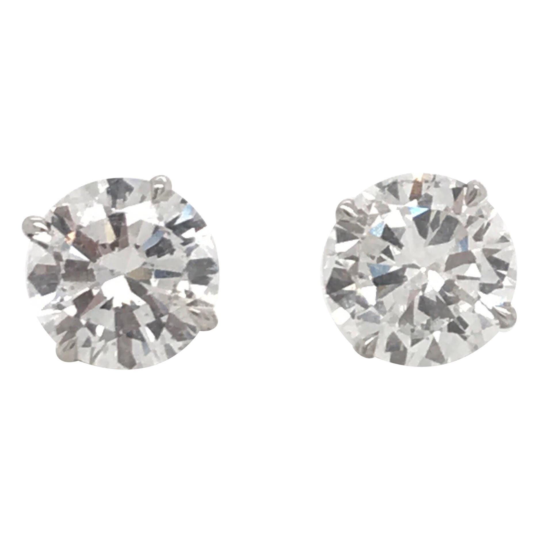 GIA Certified Diamond Stud Earrings 2.82 Carat H SI2-I1 18 Karat White Gold
