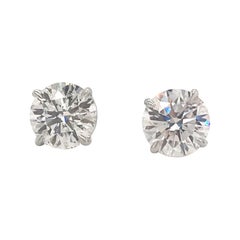 GIA Certified Diamond Stud Earrings 2.89 Carat G-H I1-I2 18 Karat White Gold