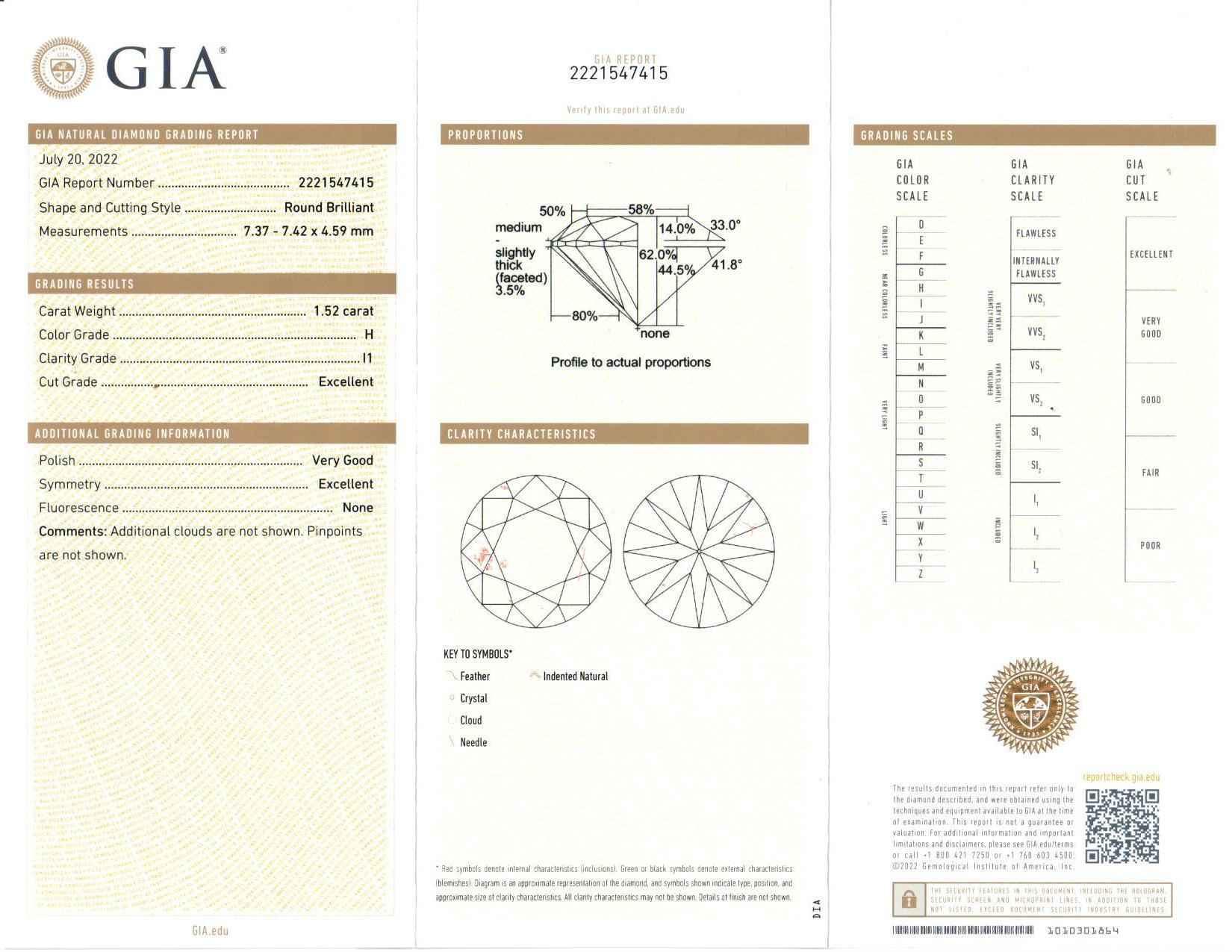 GIA Certified Diamond Stud Earrings 3.04 Carats H-I I1 18 Karat White Gold For Sale 2