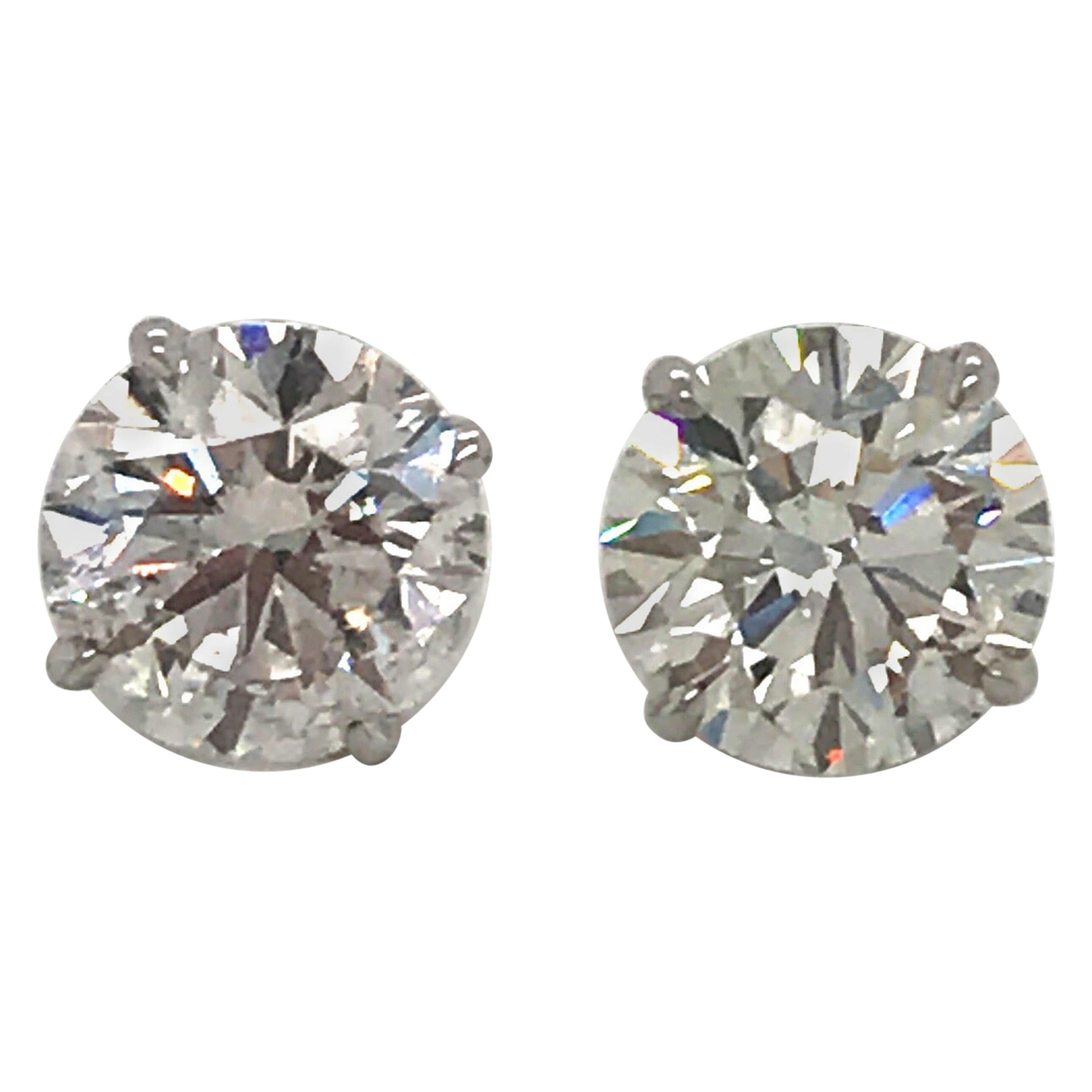 GIA Certified Diamond Stud Earrings 3.58 Carat H-I SI2-I1 18 Karat White Gold