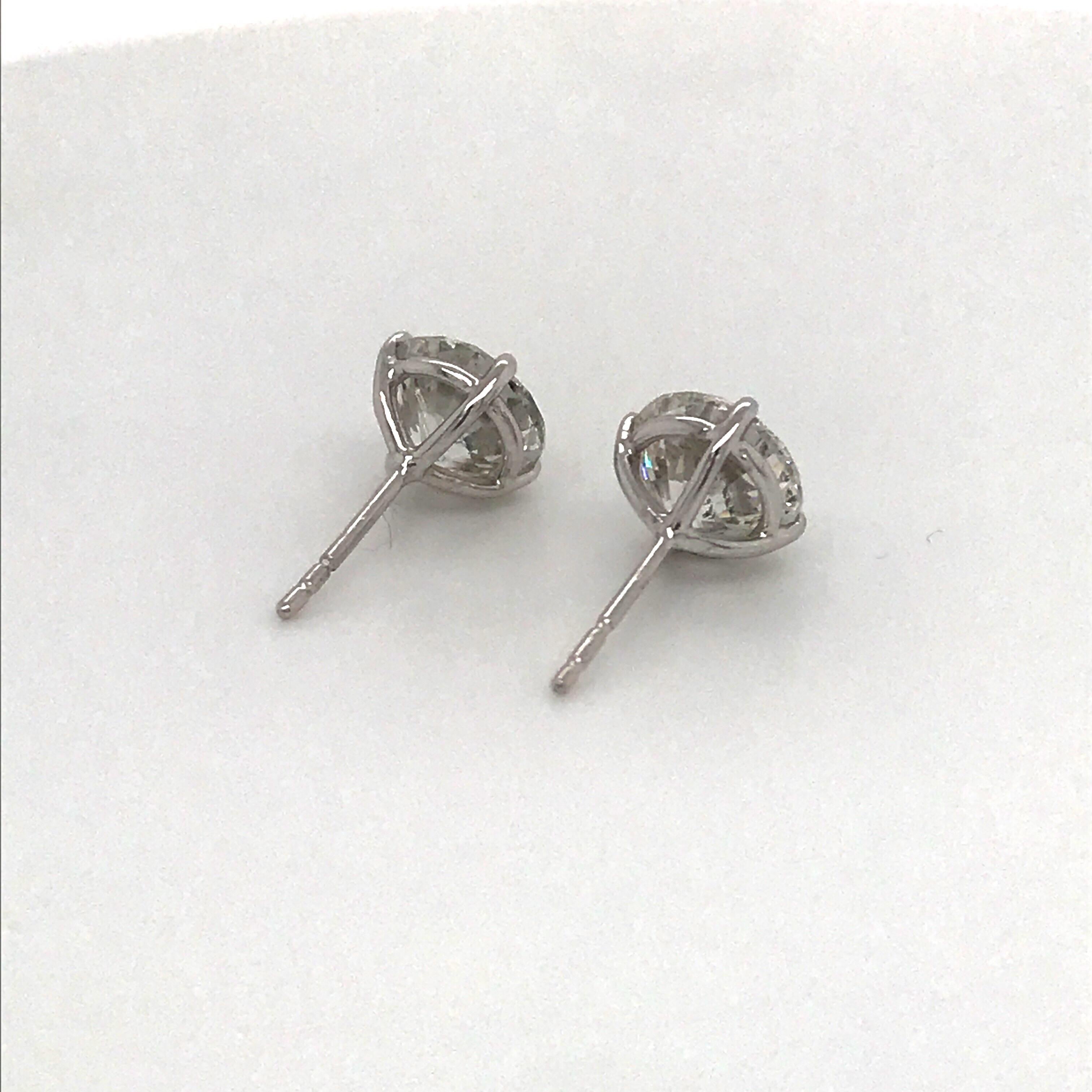 GIA Certified Diamond Stud Earrings 3.58 Carat H-I SI2-I1 18 Karat White Gold 4