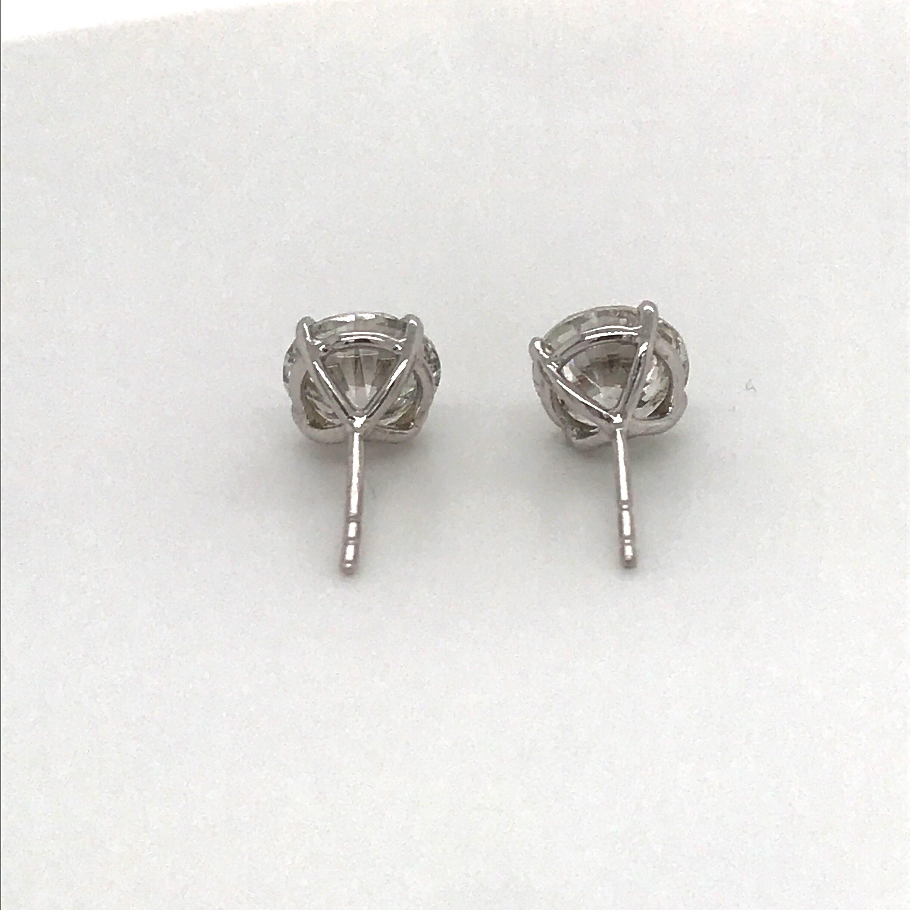 GIA Certified Diamond Stud Earrings 3.58 Carat H-I SI2-I1 18 Karat White Gold 5
