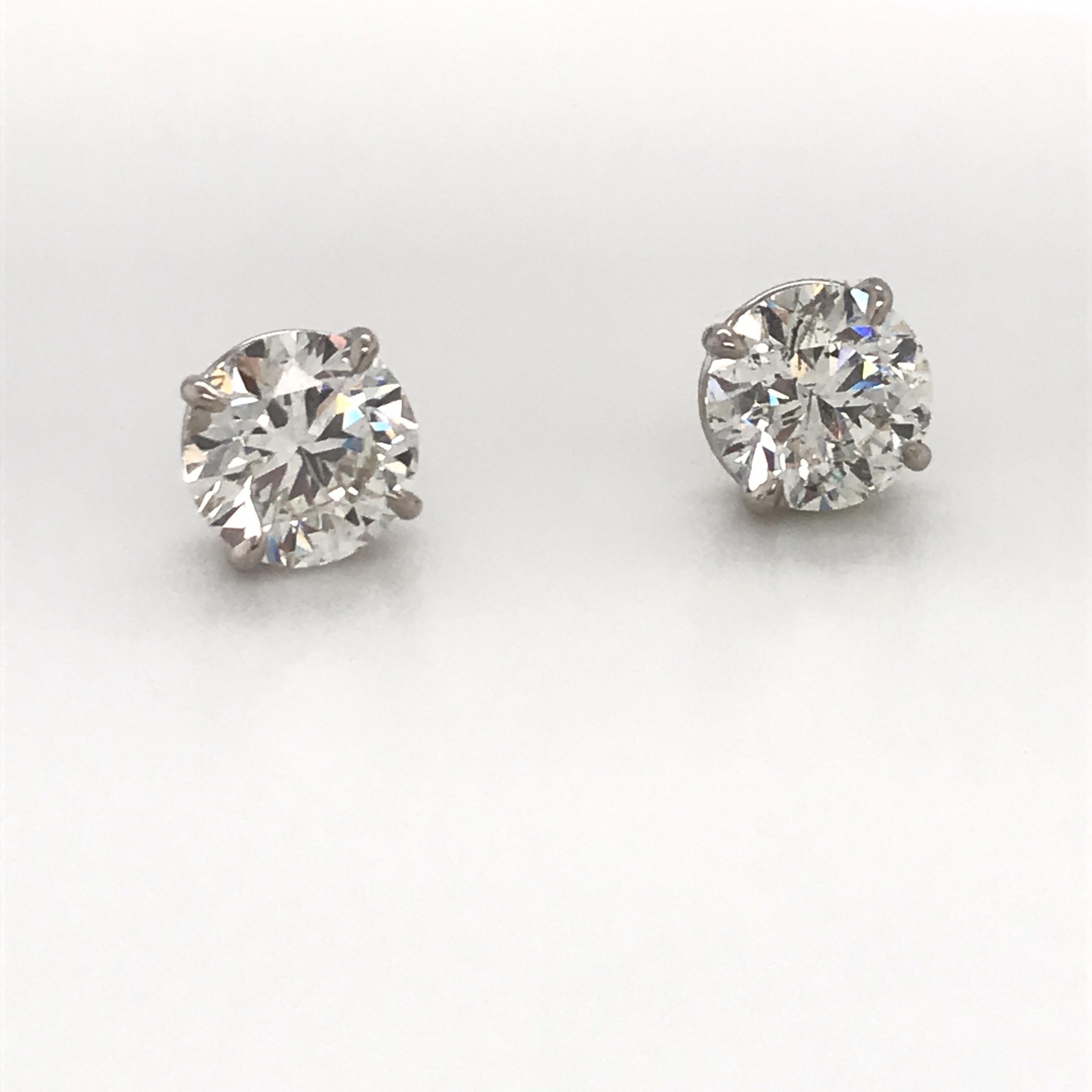 GIA Certified Diamond Stud Earrings 4.04 Carat J I1 14 Karat White Gold In New Condition In New York, NY