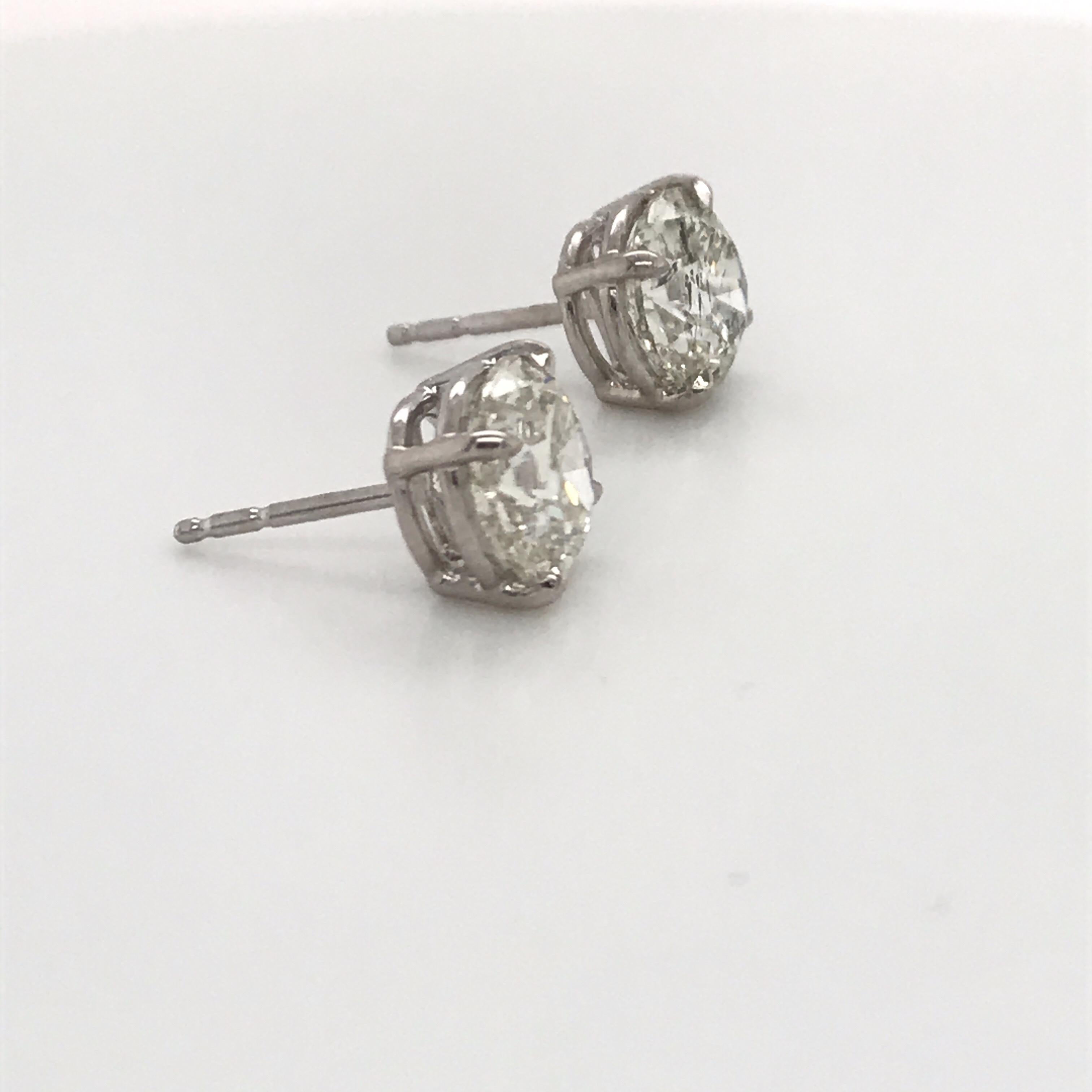 GIA Certified Diamond Stud Earrings 4.04 Carat J I1 14 Karat White Gold 1