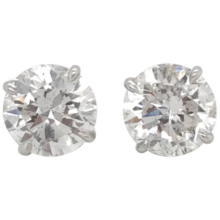 Gia Certified Diamond Stud Earrings 4 71 Carat E F For Sale At 1stdibs