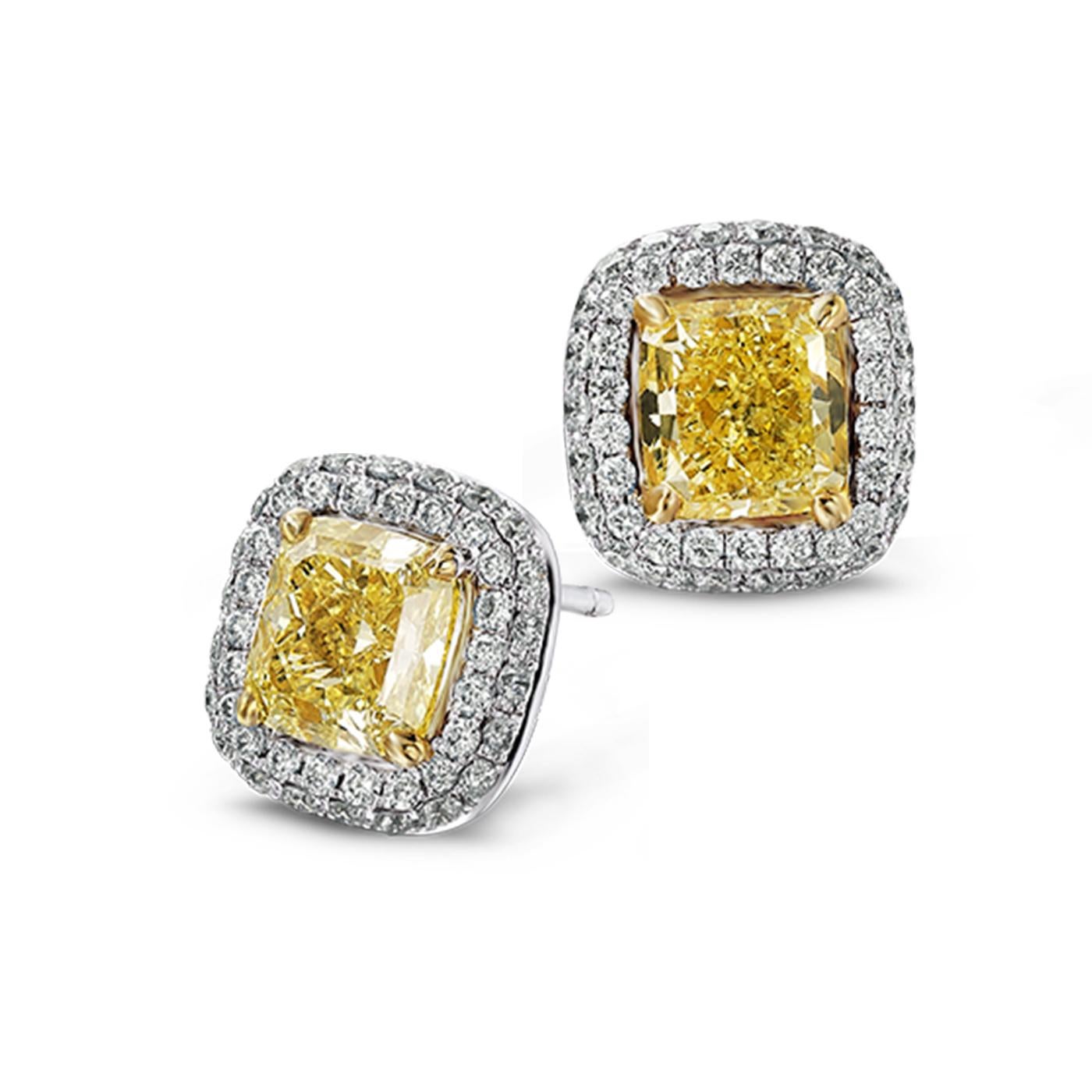canary yellow diamond stud earrings