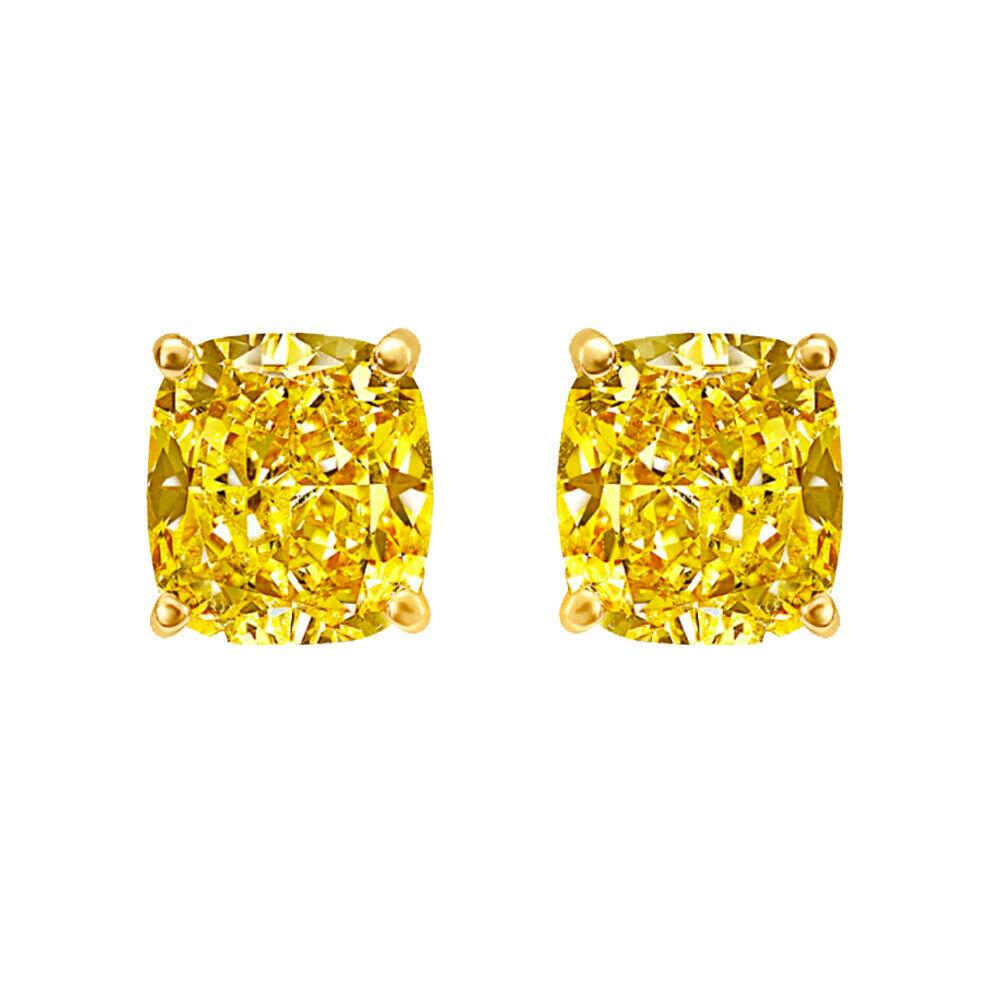 GIA Certified Diamond Studs 2.00 Carat VS, Fancy Intense Yellow, Cushion Cut

Perfect Yellow Color Diamonds for perfect gifts. 
Beautiful Canary Yellow Color with great Sparkle & Fire.

5 C's:
Certificate: GIA
Carat: 2x 1.00-1.05ct. Total
