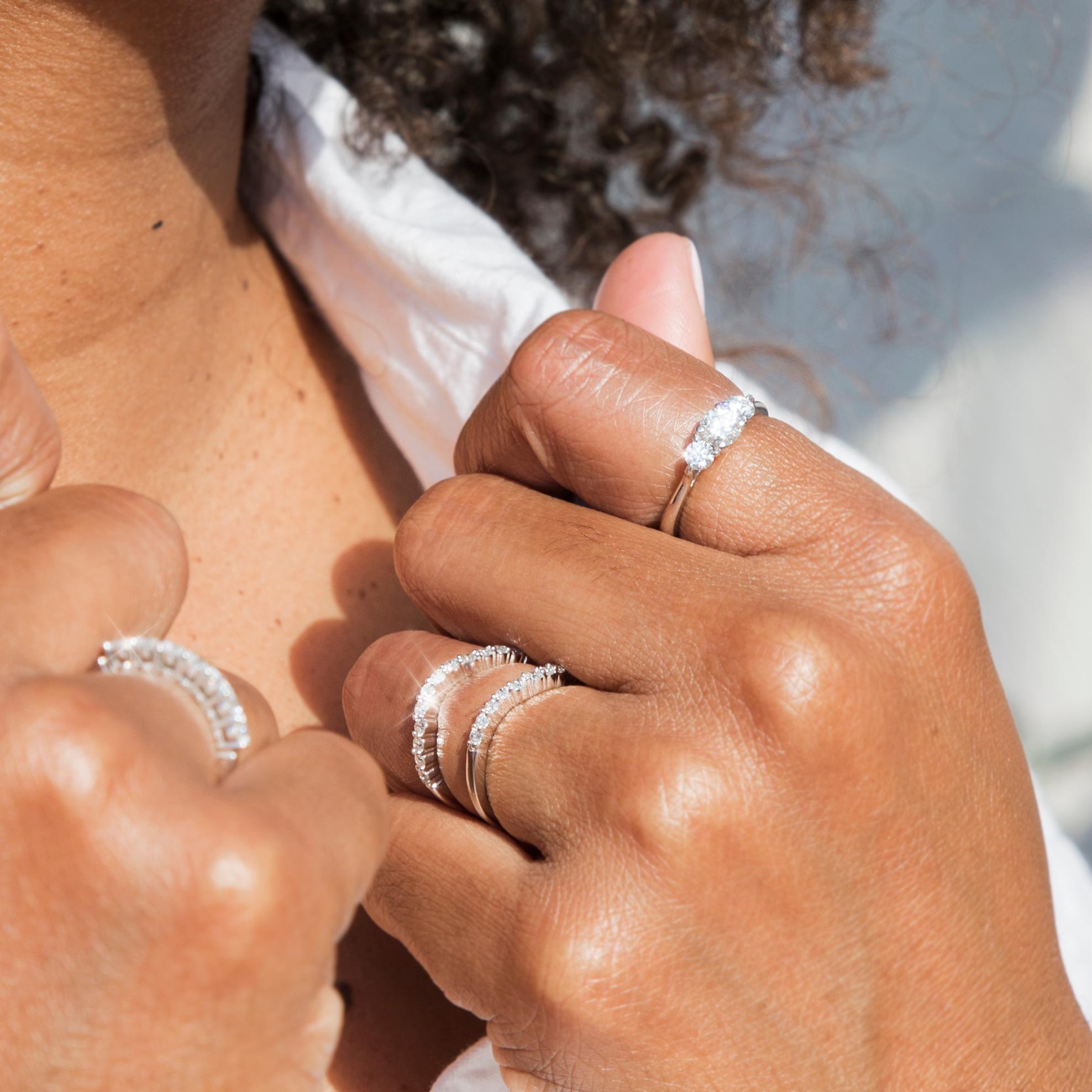 GIA Certified Diamond Three Stone Engagement Ring in 18 Carat White Gold 7